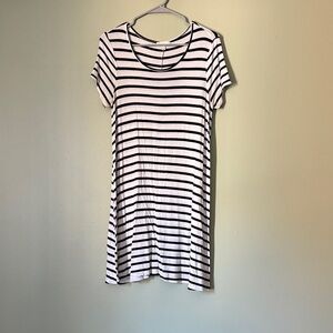 love, Fire Black and White Striped Mini Dress